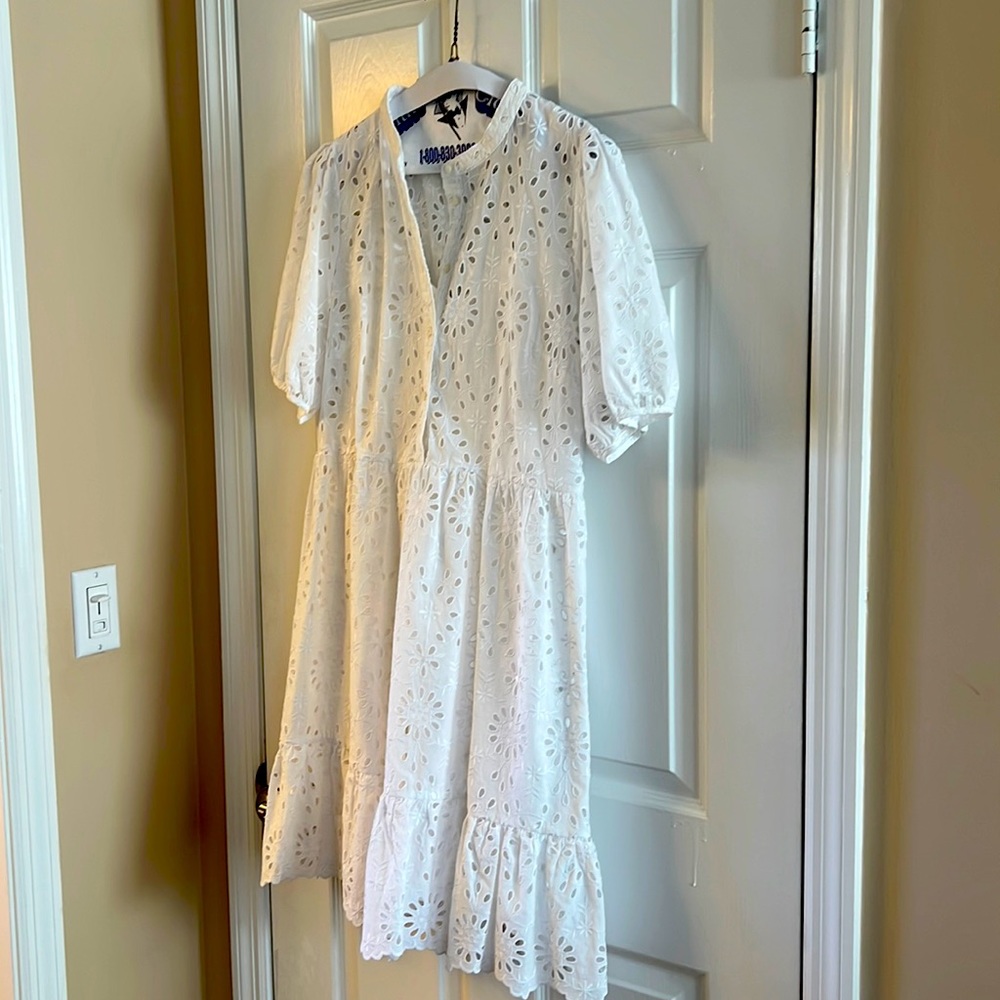 Jcrew white cotton eyelet dress